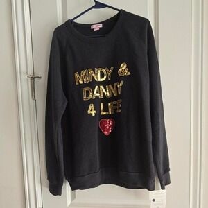 Bow &‎ Drape Mindy & Danny 4 Life Sequin Sweatshirt Gray The Mindy Project L